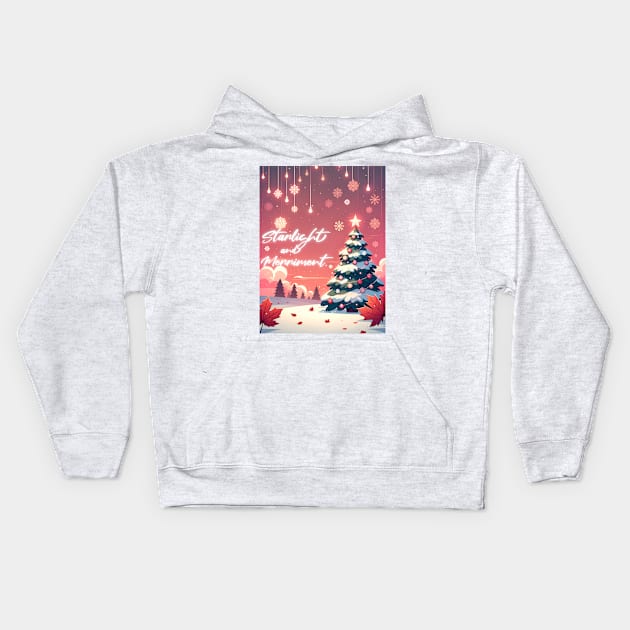 Starlight Merriment: Whimsical Christmas Tree Tee Kids Hoodie by TimeWarpWildlife